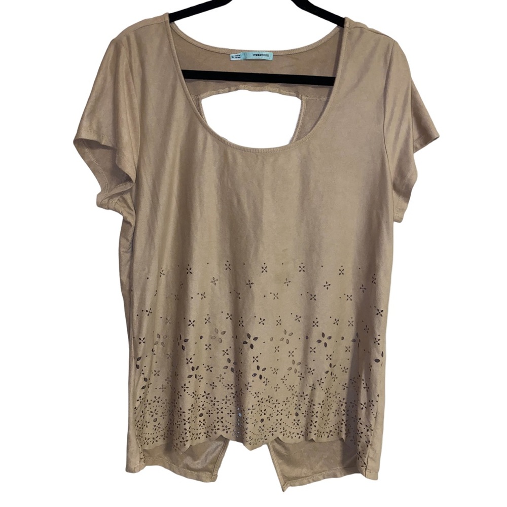 Maurices boho floral cut-out top with open back, microsuede, so cute! X-Large